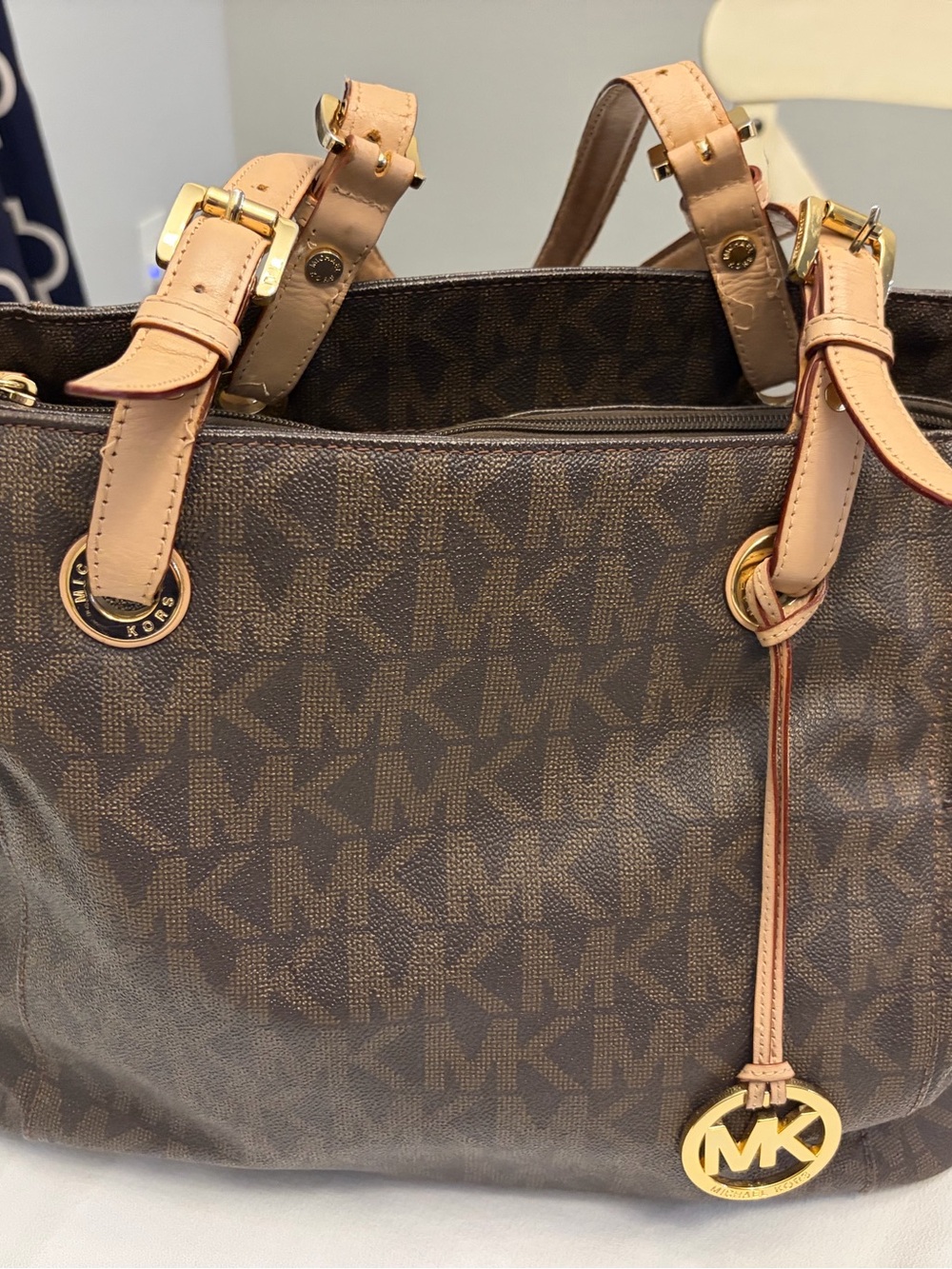 Michael Kors Signature Brown Laptop Work Tote Bag